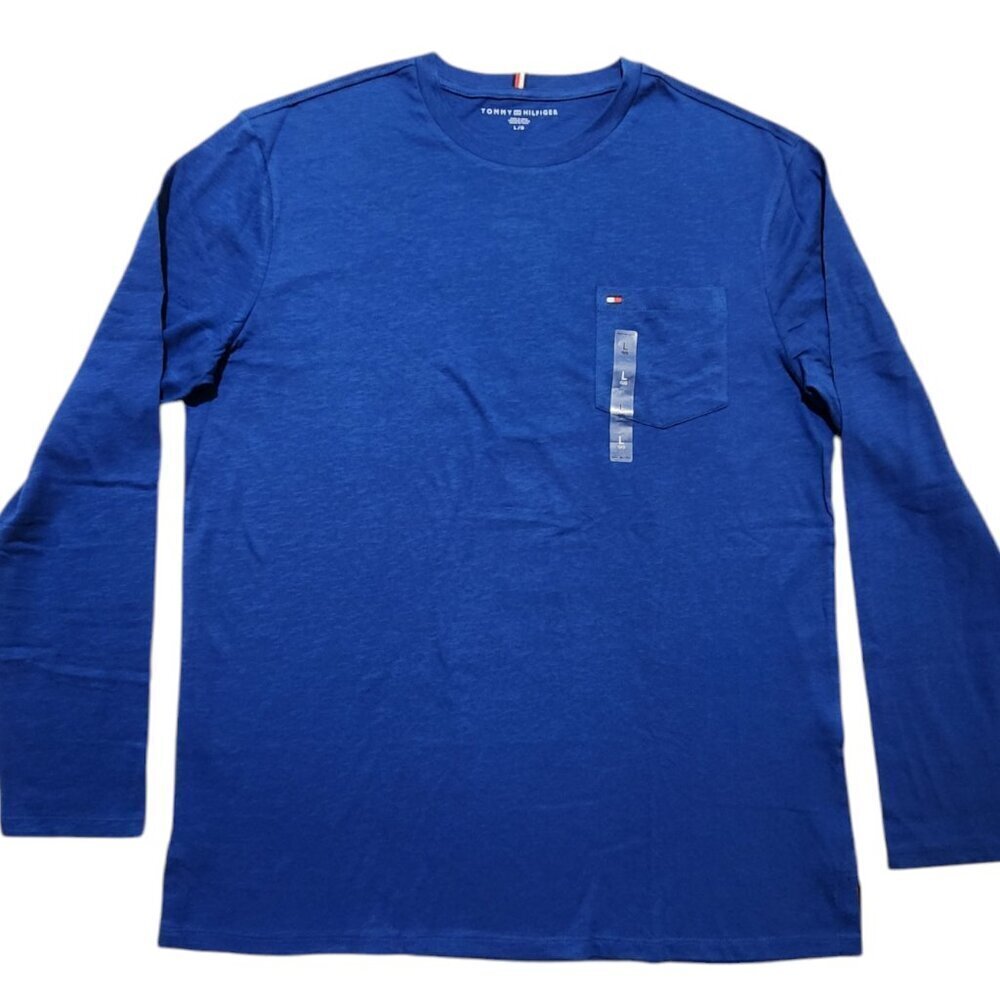 Tommy Hilfiger Men's T-Shirt Crew Neck Long Sleeve Casual Flag Logo Pock…